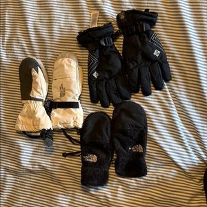North face and Columbia gloves